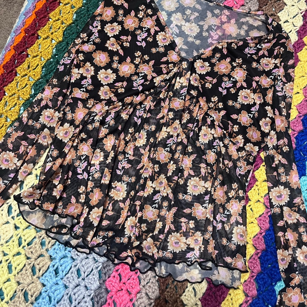 Y2K Floral Sheer Blouse